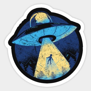 Funny Alien Abduction UFO graphic - Vintage Space Gift Sticker